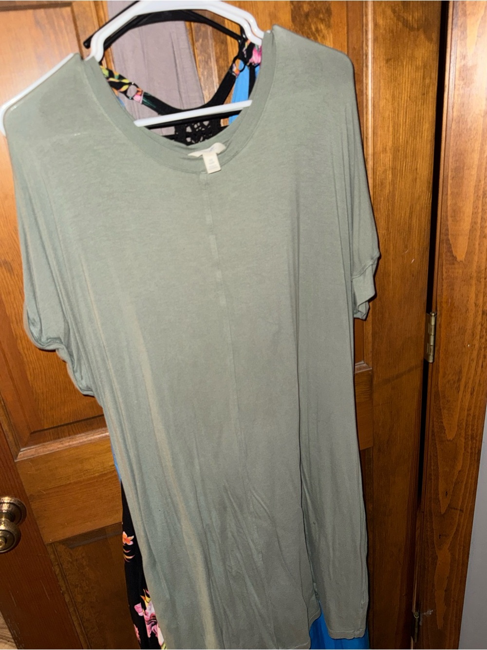 Terra & Sky Sage Green Relaxed Short Sleeve Tunic